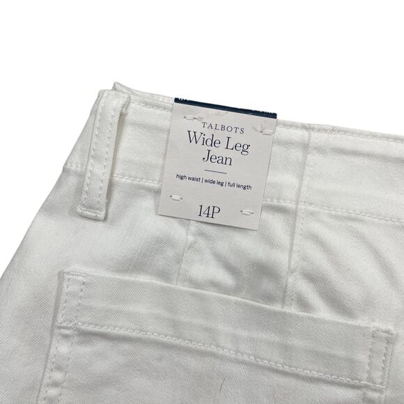Talbots 14P NEW w/Tags White Wide Leg High Waist Cotton Blend Jeans - Picture 2 of 8